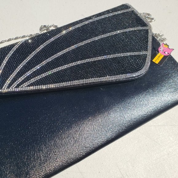 Black and Silver Bejewelled Clutch from Pink Pvssy - Picture 2 of 5